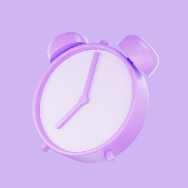 renderowania 3D fioletowy pastelowy kolor budzik Ikona zegara koło 3D