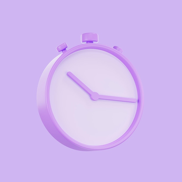 PSD renderowania 3d fioletowy pastelowy kolor budzik ikona zegara koło 3d