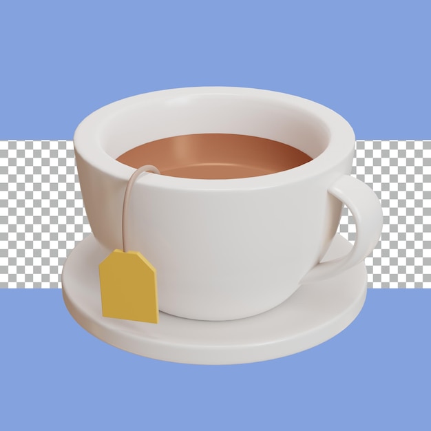 renderowania 3D Herbata z białej filiżanki przezroczysta