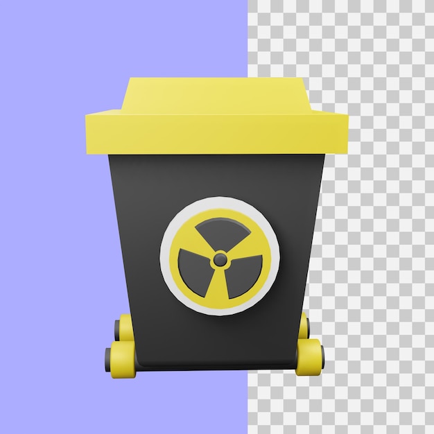 PSD renderowania 3d ikona pojemników na śmieci jądrowe