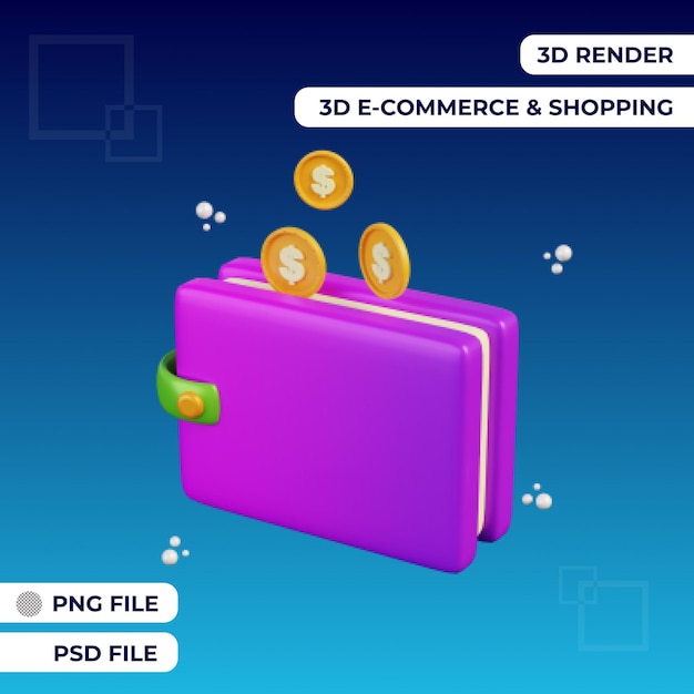 Renderowania 3d Ikona Portfela Ilustracja Obiektu Premium Psd