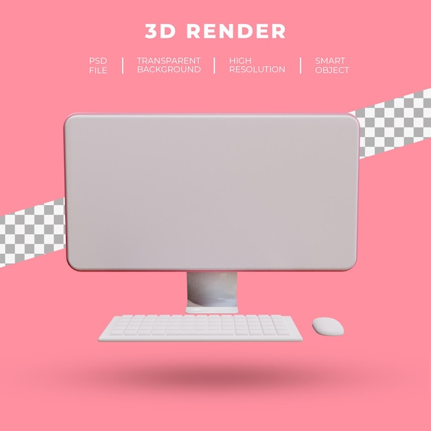 Renderowania 3D komputera stacjonarnego na białym tle