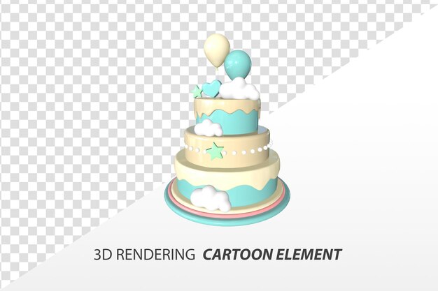 Renderowania 3D kreskówka elementy elementu ciasto