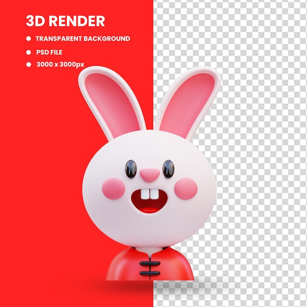 Renderowania 3d ładny Królik Awatar Ikona Ilustracja, Rok Królika, Chiński Nowy Rok