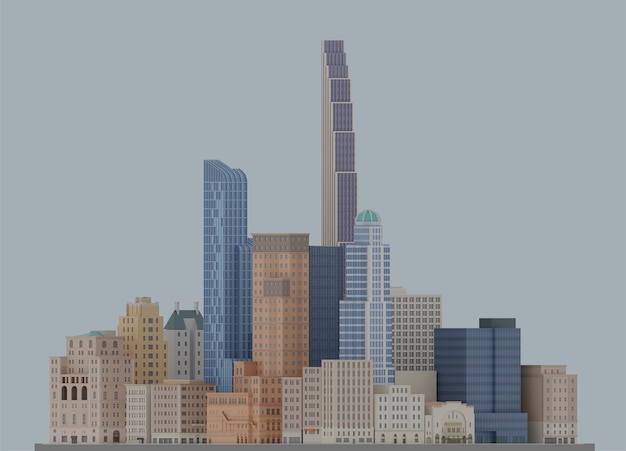 PSD renderowania 3d low poly wielokąt budynki wieżowiec nyc