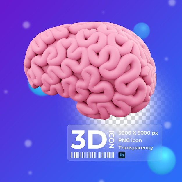 renderowania 3D minimalny różowy mózg myślenia komiks dymek renderowania 3D ikona kreskówki mózgu