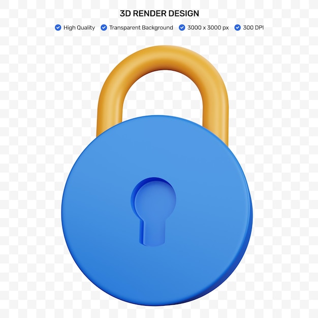 Renderowania 3d Okrągła Kłódka Na Białym Tle