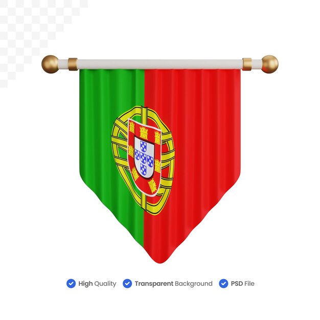 renderowania 3D ornament flaga narodowa portugalii na białym tle