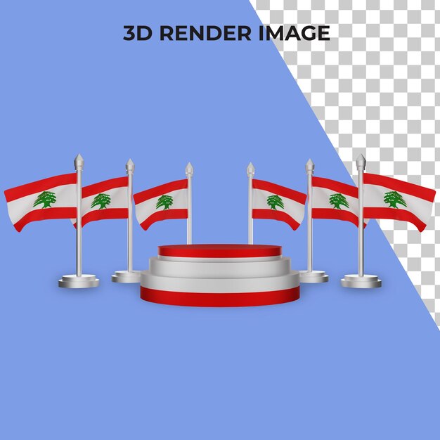 Renderowania 3d Podium Z Koncepcją święta Narodowego Libanu