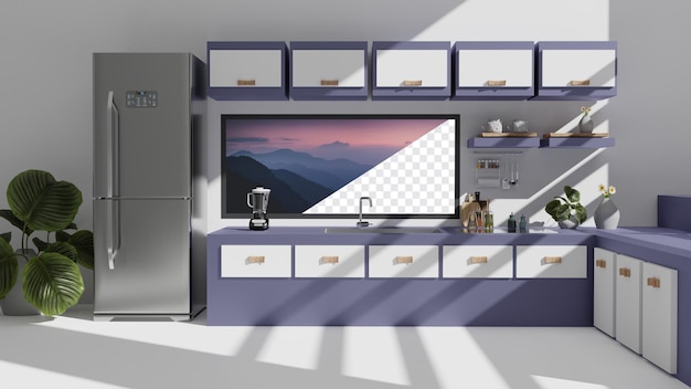 renderowania 3D psd nowoczesny stół kuchenny