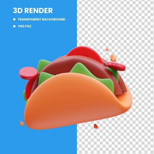 Renderowania 3d Słodkiej Ilustracji Ikony Fast Food Taco