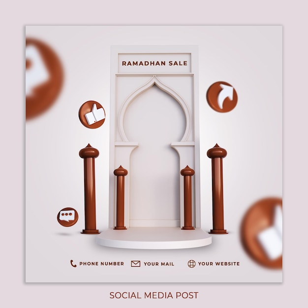 Renderowania 3d Szablon Postu W Mediach Społecznościowych Baner Społecznościowy Specjalna Sprzedaż Ramdhan
