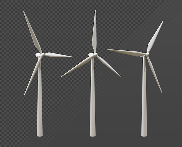 renderowania 3D turbina wiatrowa energia elektryczna wiatr kinetyczny perspektywiczny widok
