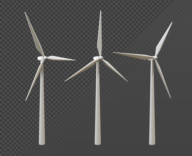 PSD renderowania 3d turbina wiatrowa energia elektryczna wiatr kinetyczny perspektywiczny widok