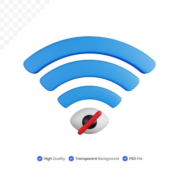 PSD renderowania 3d wifi symbol ze skrzyżowanymi oczami znak na białym tle