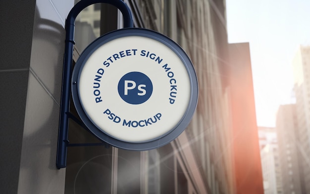 PSD renderowania 3d zaokrąglona ulica znak przed makietą kawiarni