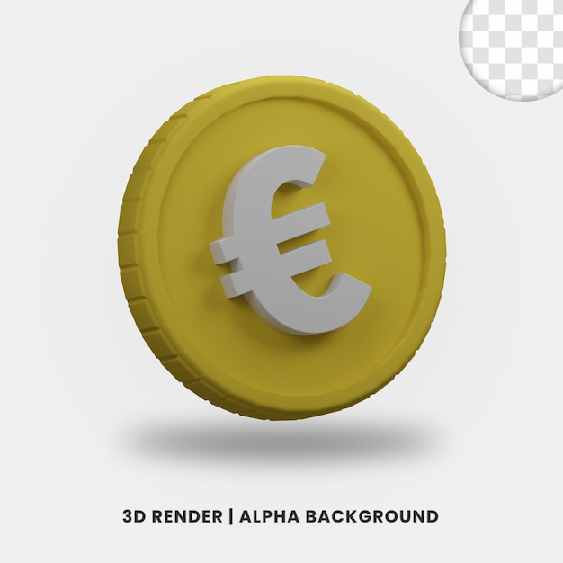 Renderowania 3d Złote Monety Euro Z Matowym Efektem Na Białym Tle. Przydatne Do Ilustracji Projektów Biznesowych Lub E-commerce.