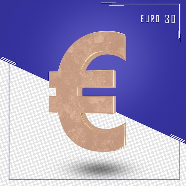 Renderowania 3d Znaku Euro Z Teksturą Złota Na Białym Tle