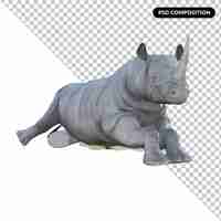 PSD renderowania ilustracji 3d nosorożca