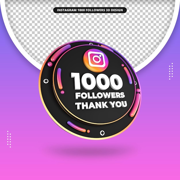 Renderowanie 3d 1000 Obserwujących Na Instagramie