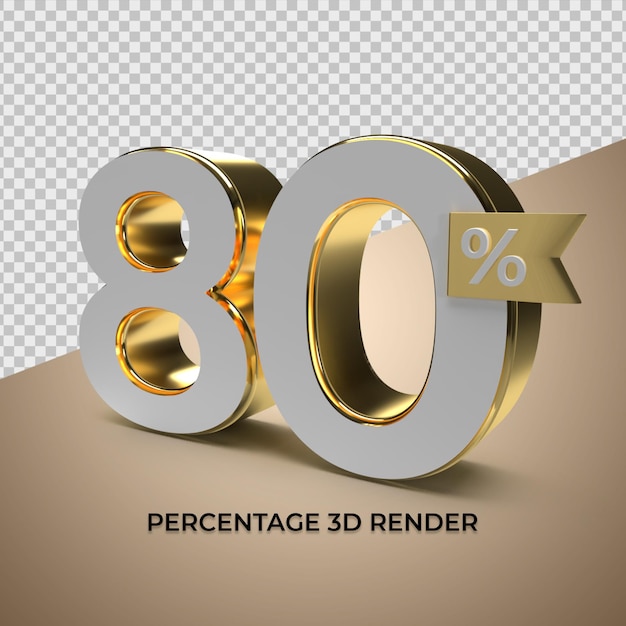 Renderowanie 3d 80 Procent Złotego Stylu Na Element Promocyjny Produktu Promocyjnego Ze Zniżką