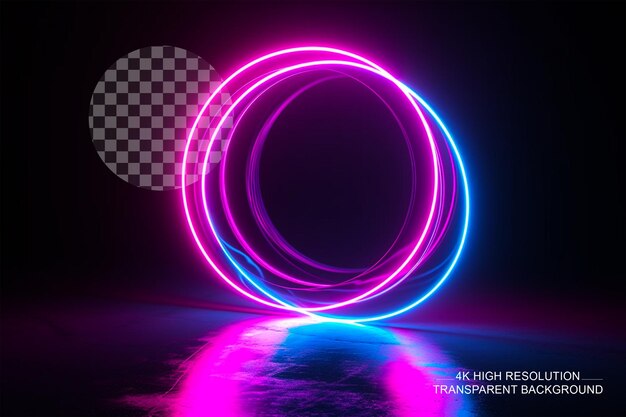 PSD renderowanie 3d abstrakcyjnego tła geometrycznego z świecącymi neonami na przezroczystym tle