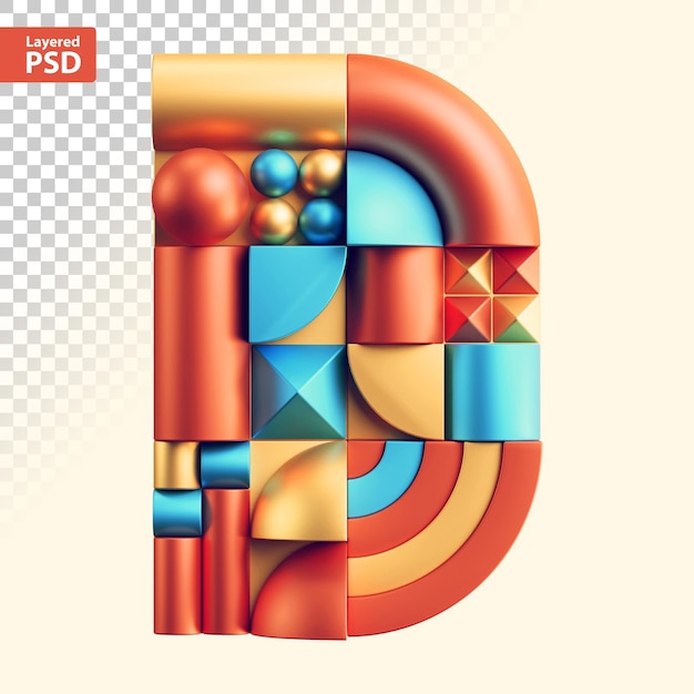 Renderowanie 3d abstrakcyjnej geometrycznej litery