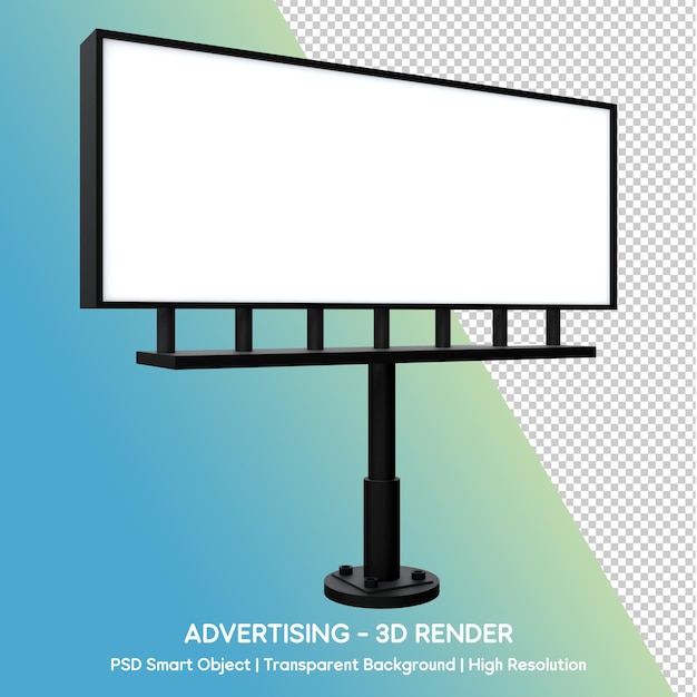 Renderowanie 3D czarnego billboardu z przezroczystym tłem