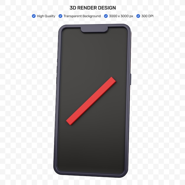 Renderowanie 3d Czarnego Smartfona Wyczerpuje Się Z Izolowanej Baterii