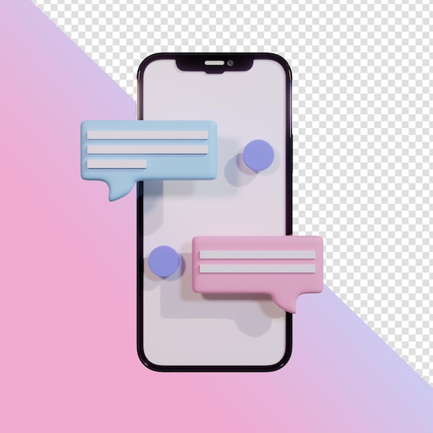 PSD renderowanie 3d czatu na telefon komórkowy