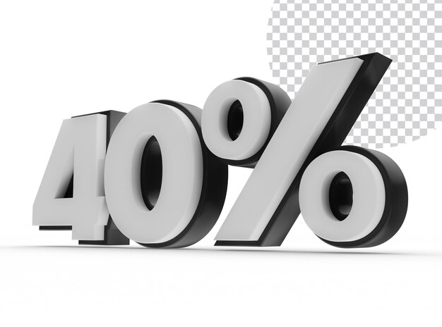 renderowanie 3D czterdziestu procent czarnego numeru