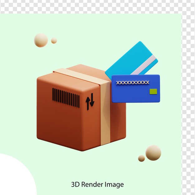 Renderowanie 3d Dostawy Paczki Z Płatnością Kartą