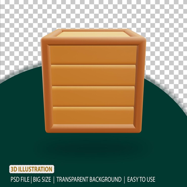 PSD renderowanie 3d drewniane pudełko ikona dostawy z przezroczystym tłem