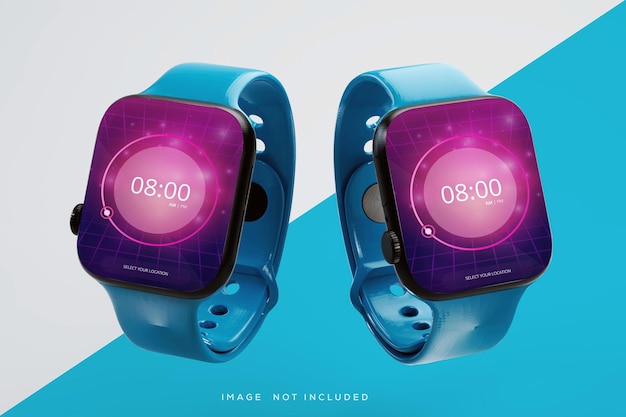 PSD renderowanie 3d dwie makiety smartwatch