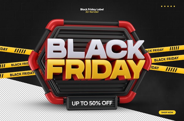 Renderowanie 3d Etykiety Black Friday Do 50% Taniej