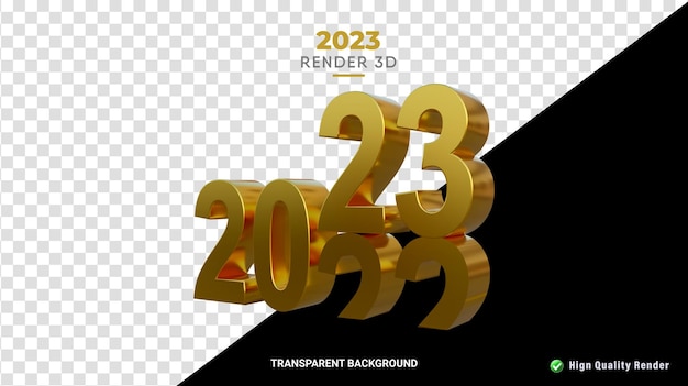 PSD renderowanie 3d fine gold 2023 numer nowego roku wysokiej jakości