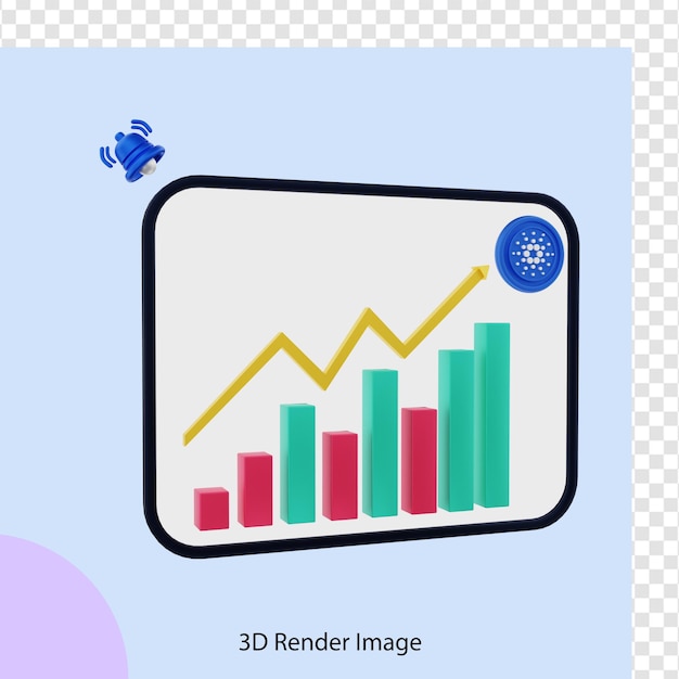 Renderowanie 3D handlu monetami kryptograficznymi Cardano w górę