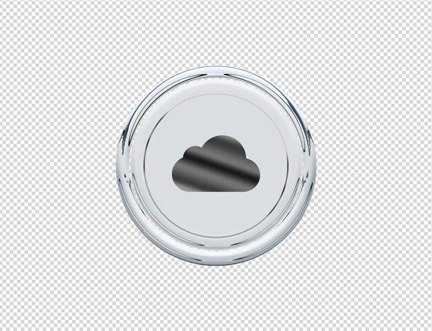 Renderowanie 3d Icloud Ikona Srebrny Błyszczący