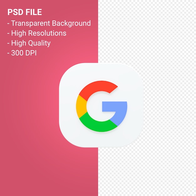 PSD renderowanie 3d ikona logo google na białym tle