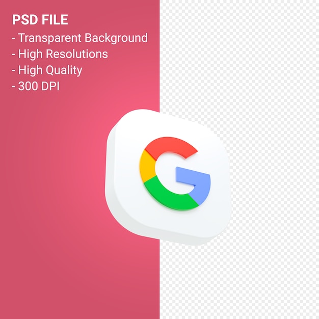 PSD renderowanie 3d ikona logo google na białym tle