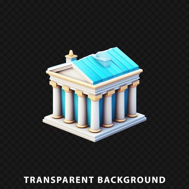 PSD renderowanie 3d ikony banku izolowanej na przezroczystym tle