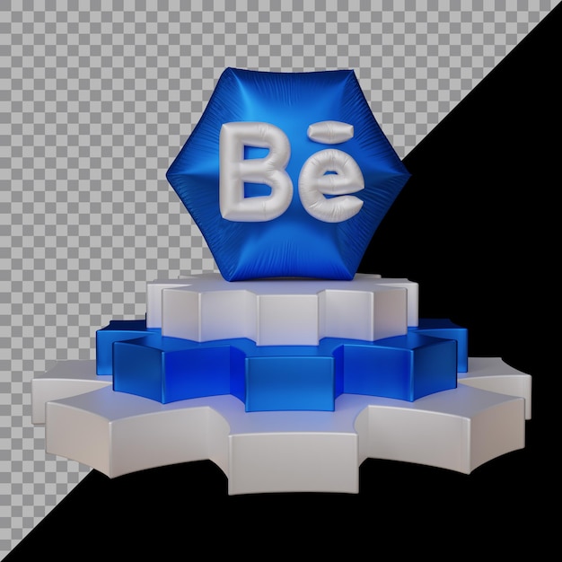 PSD renderowanie 3d ikony behance na podium