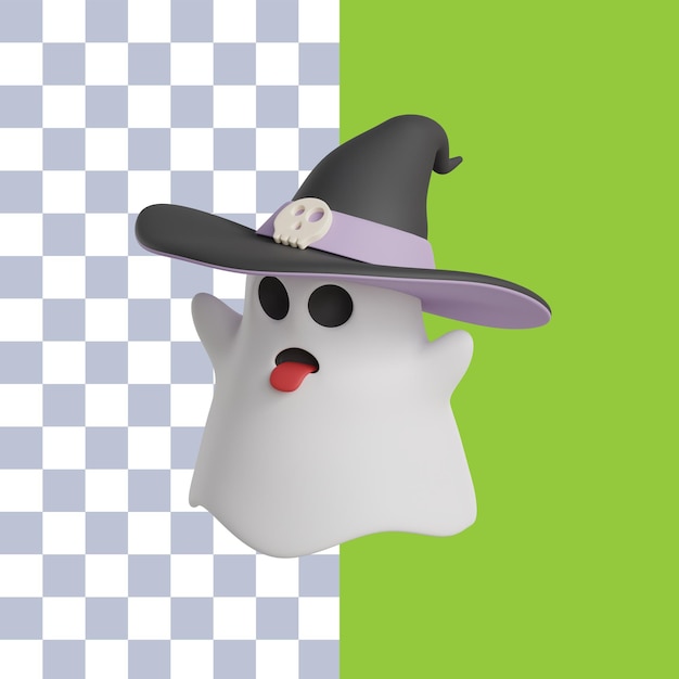 PSD renderowanie 3d ikony ducha wiedźmy halloween