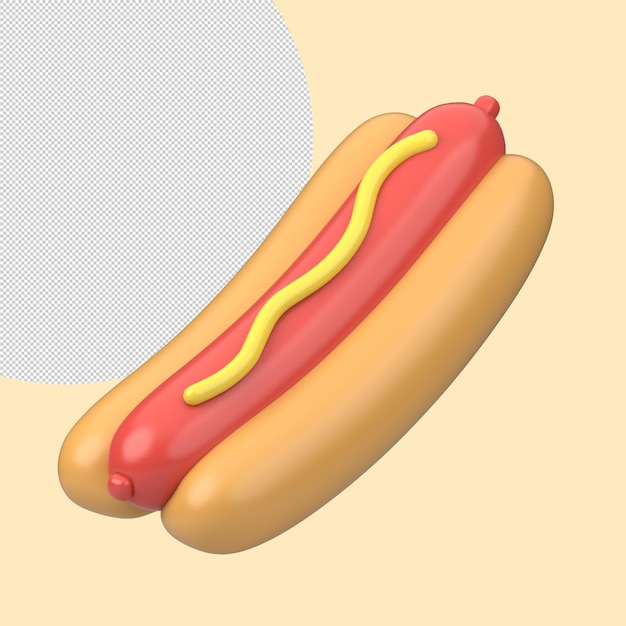 Renderowanie 3d Ikony Hot Doga Na Białym Tle