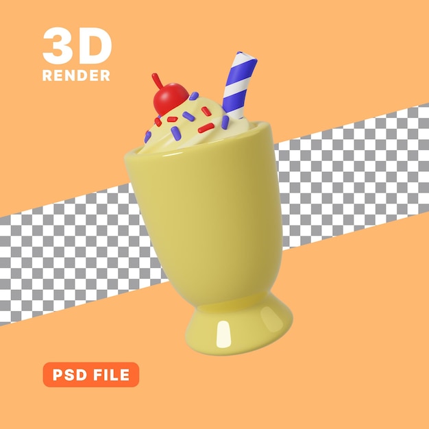 Renderowanie 3d ikony koktajlu mlecznego