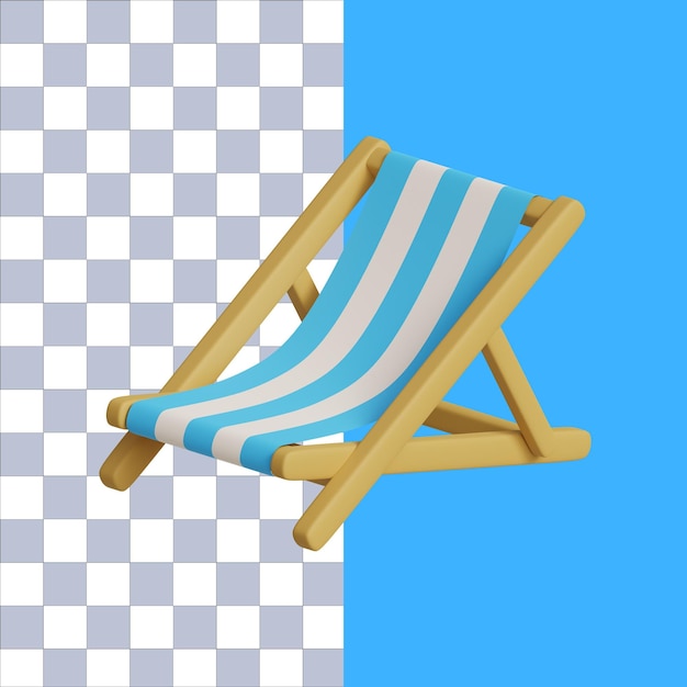 Renderowanie 3D ikony lata na leżaku plażowym