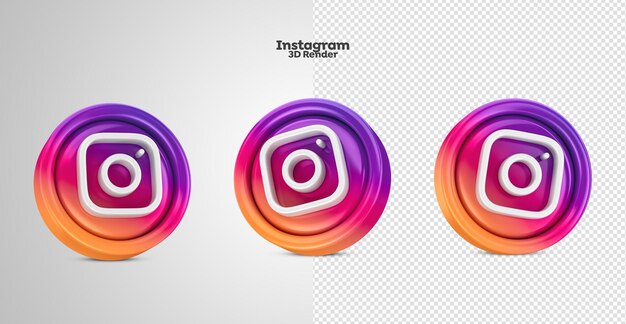 PSD renderowanie 3d ikony logo instagram