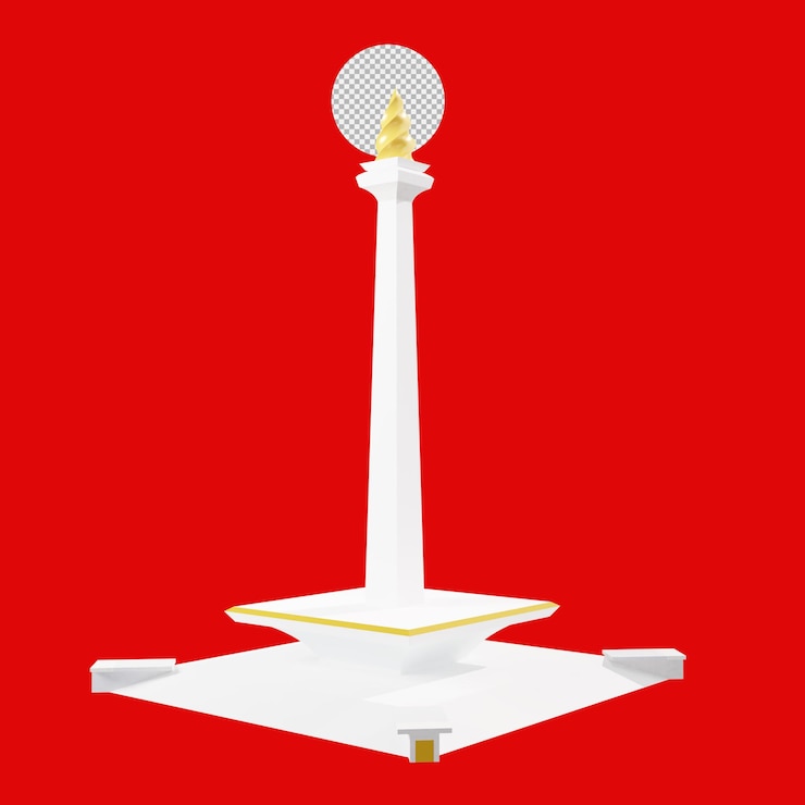 PSD renderowanie 3d ikony renderowania indonezyjskiego pomnika narodowego (monas)