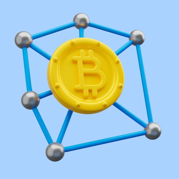 PSD renderowanie 3d ikony sieci bitcoin