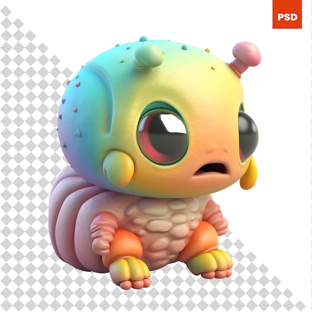 PSD renderowanie 3d ilustracji 3d słodkiego małego potwora